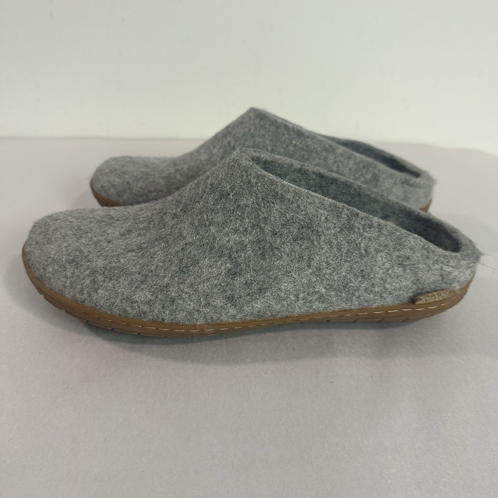 Glerups Slip-On  Gray Wool Slipper With Honey Rubber Bottom - EU Size 42